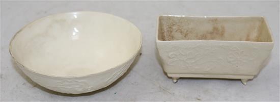 Two Chinese Ding-type cream coloured vessels, 11.5cm and 13.3cm